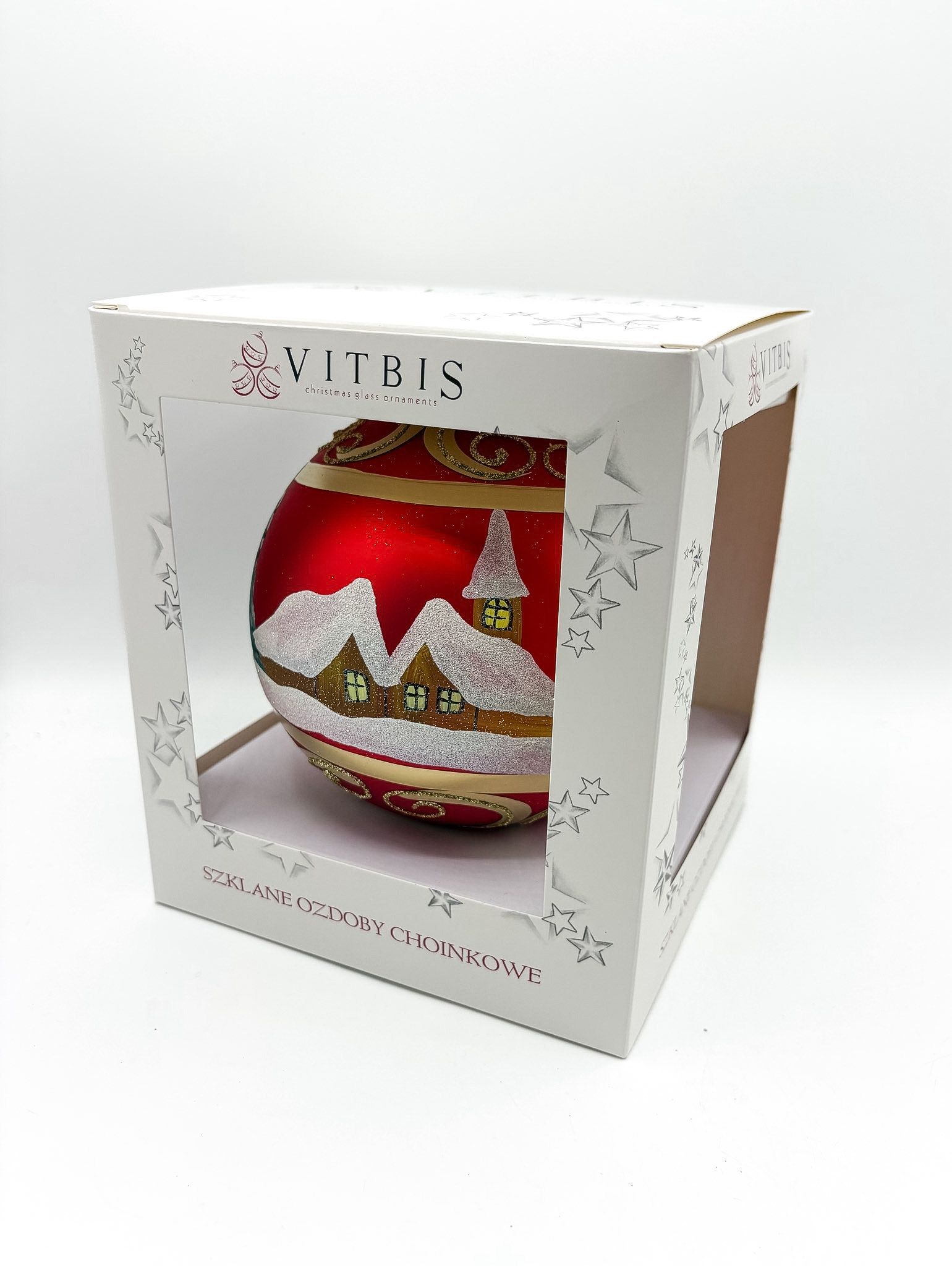 Vitbis Zimní krajina skleněná baňka 15 cm mix 1 ks