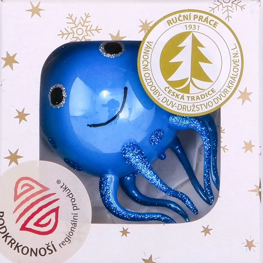 Vánoční ozdoby tyrkysová porcelánová ozdoba chobotnice