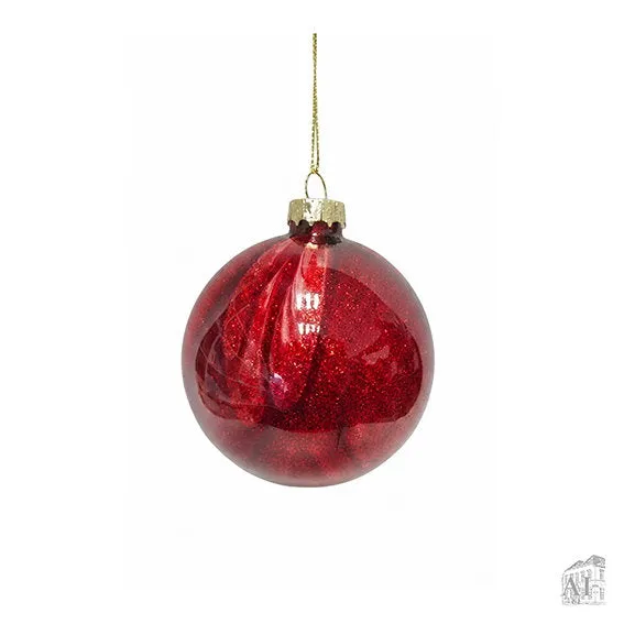 Det Gamle Apotek červená skleněná baňka 8 cm