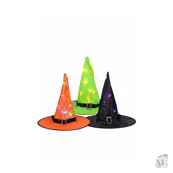 Det Gamle Apotek LED čarodějnický klobouk 34 cm oranžový