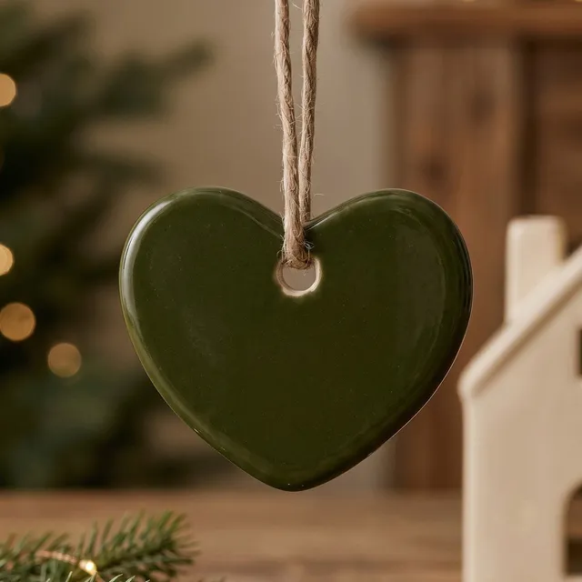 Det Gamle Apotek Heart srdce závěsné keramika 4 cm