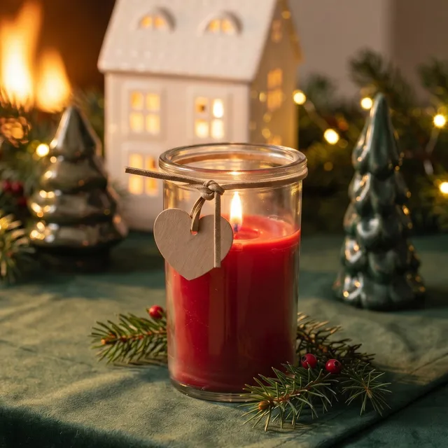 Det Gamle Apotek Candle in glass svíčka červená 10 cm