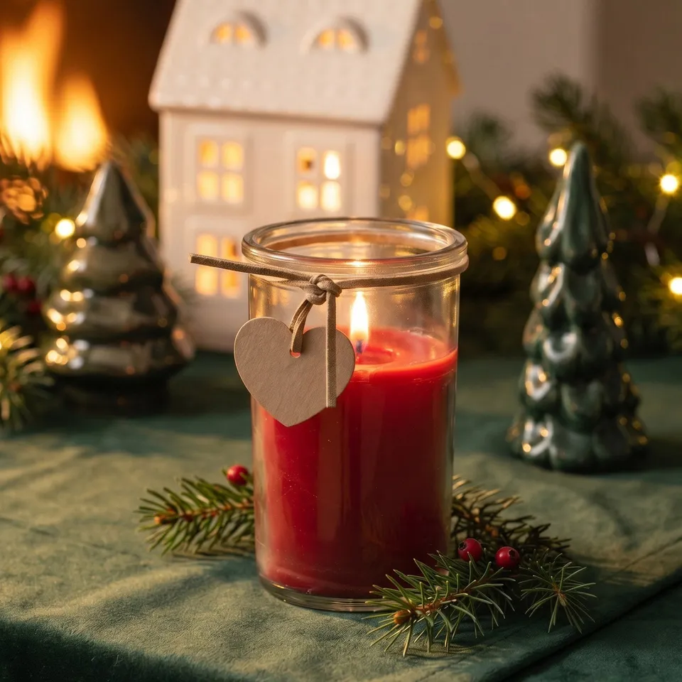 Det Gamle Apotek Candle in glass svíčka červená 10 cm