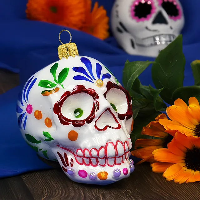 Vitbis Mexická lebka skleněná baňka figurka 8 cm