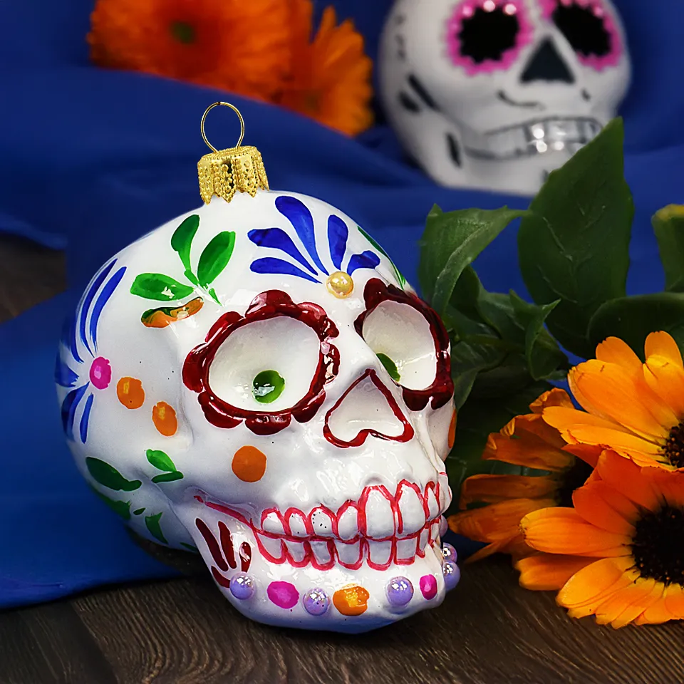 Vitbis Mexická lebka skleněná baňka figurka 8 cm