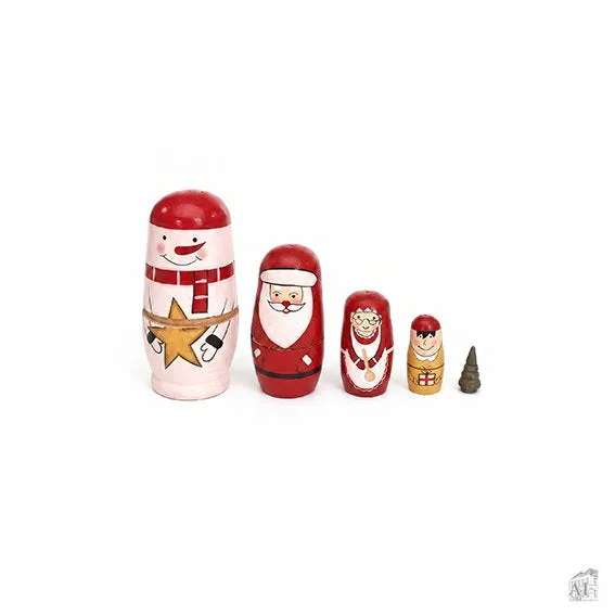 Det Gamle Apotek Snowman babushka dřevěná figurka 14 cm barevná