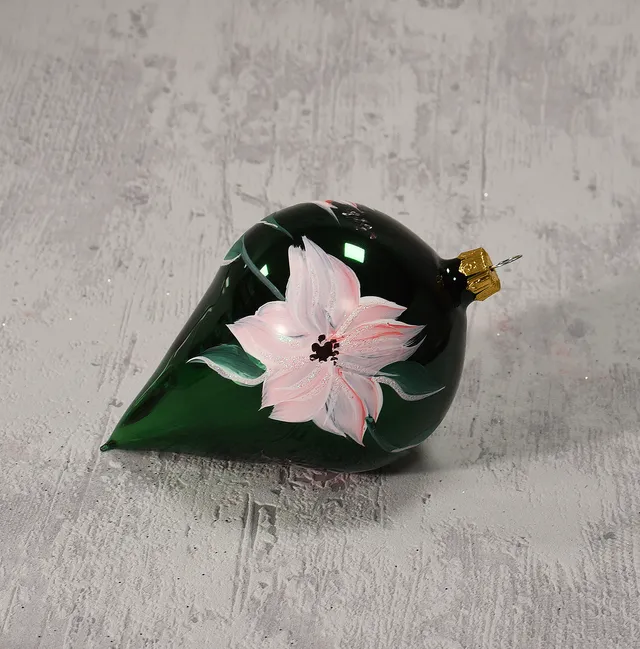 Vitbis Růžový květ skleněná baňka slza 10 cm zelená