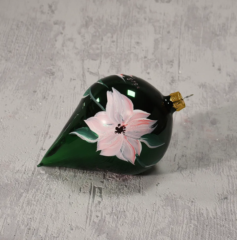 Vitbis Růžový květ skleněná baňka slza 10 cm zelená