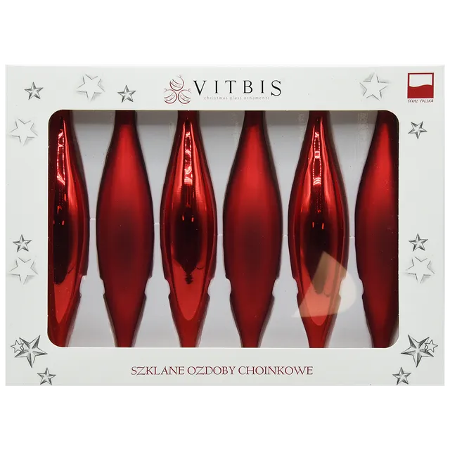 Vitbis červené skleněné rampouchy 6 ks 15 cm mat + lesk