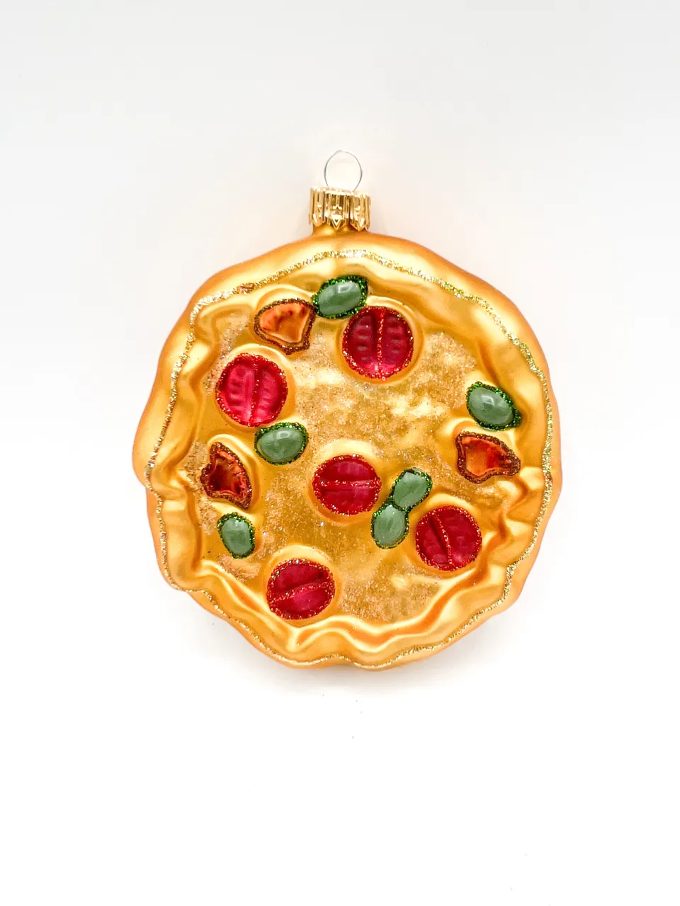 Vitbis Pizza skleněná vánoční baňka figurka 11 cm