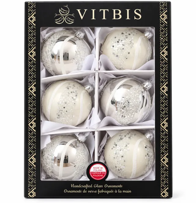 Vitbis Tradiční zdobené skleněné baňky 8 cm 6 ks