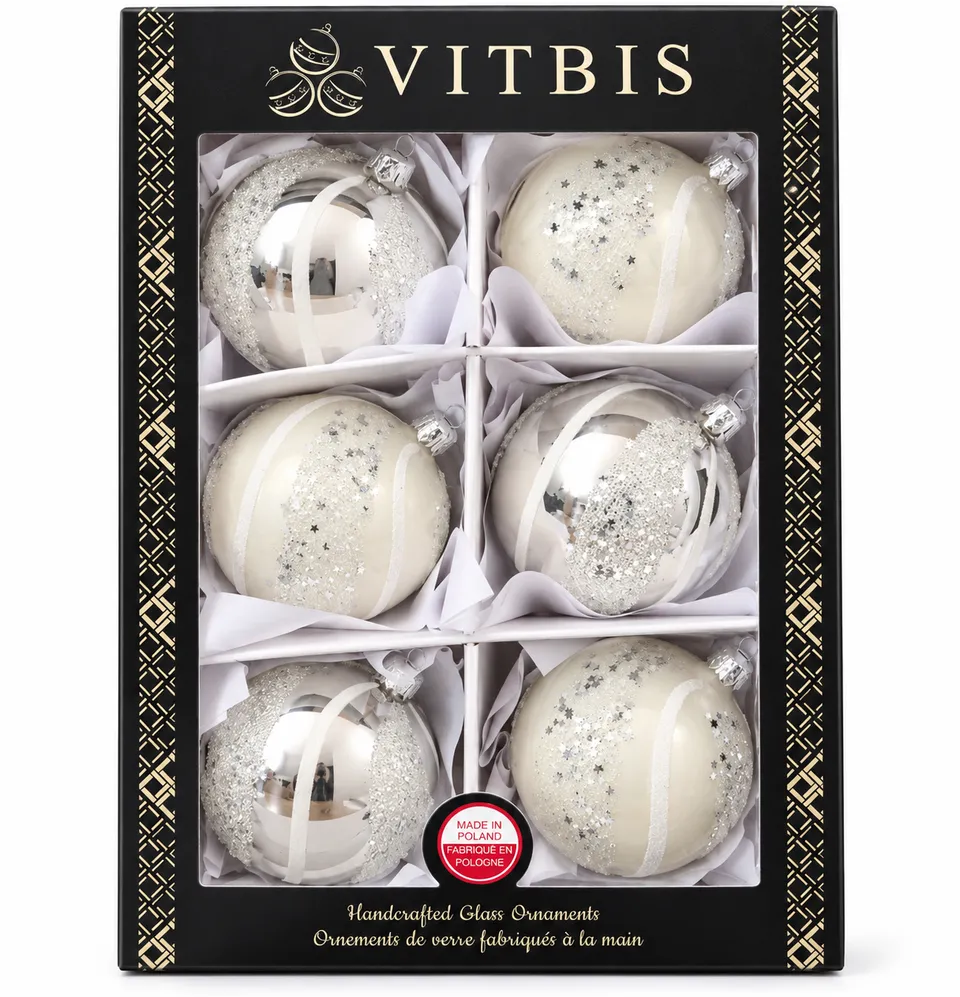 Vitbis Tradiční zdobené skleněné baňky 8 cm 6 ks