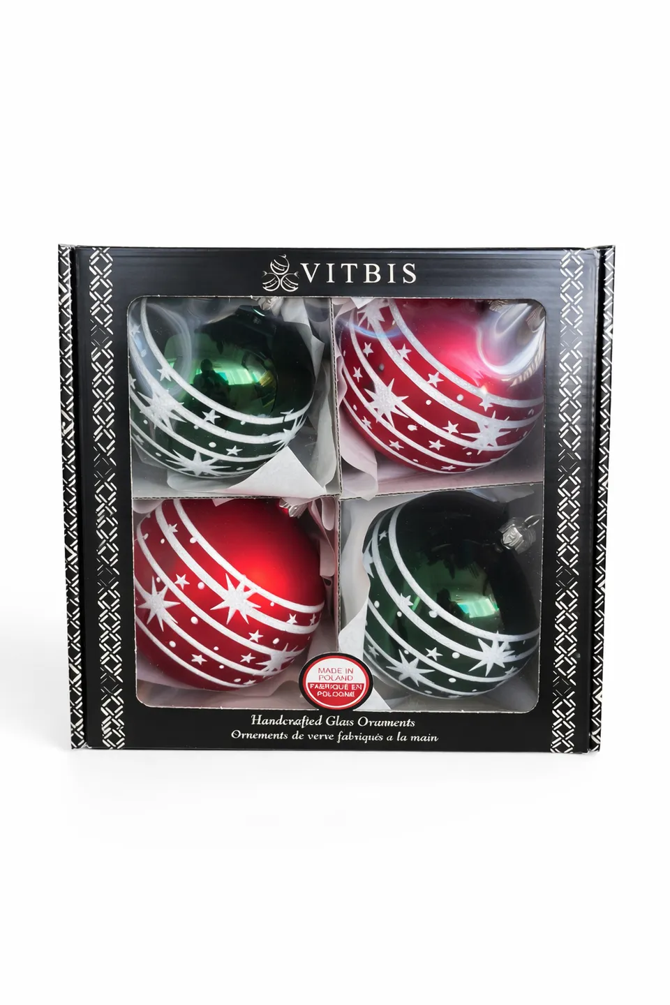 Vitbis Tradiční sada vánoční baňka 4 ks 10 cm vzor