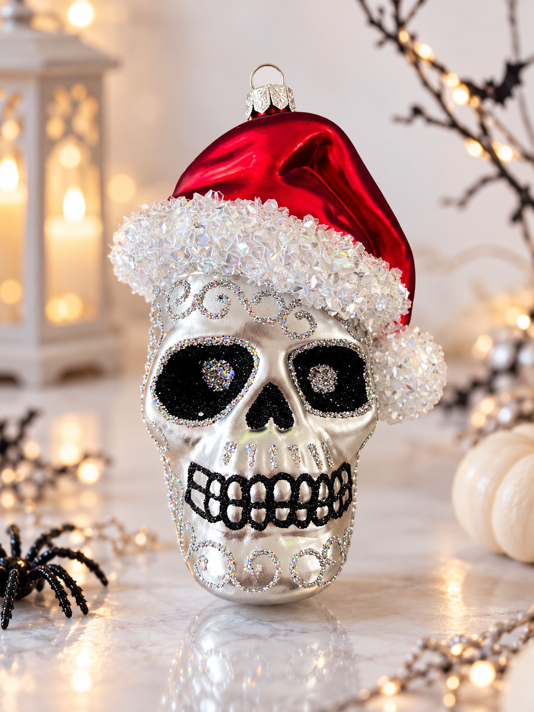Vitbis Lebka halloween skleněná ozdoba 8 cm 1 ks