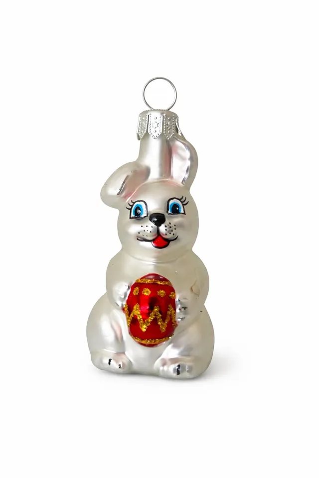 Vitbis Zajíček s vajíčkem skleněná figurka 7 cm