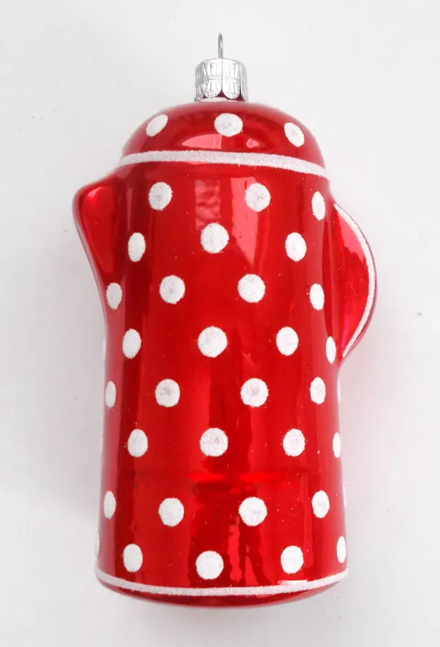 Vánoční ozdoby konev skleněná ozdoba červená porcelánová