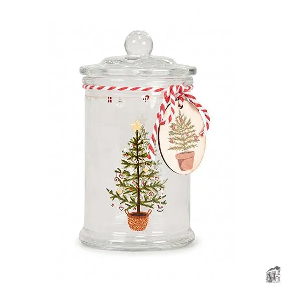 Det Gamle Apotek Glass jar dóza skleněná bílá 14 cm