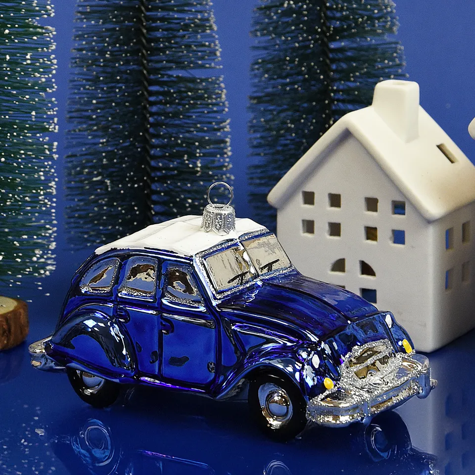 Vitbis Kultovní modrý Citroen skleněná baňka 14 cm