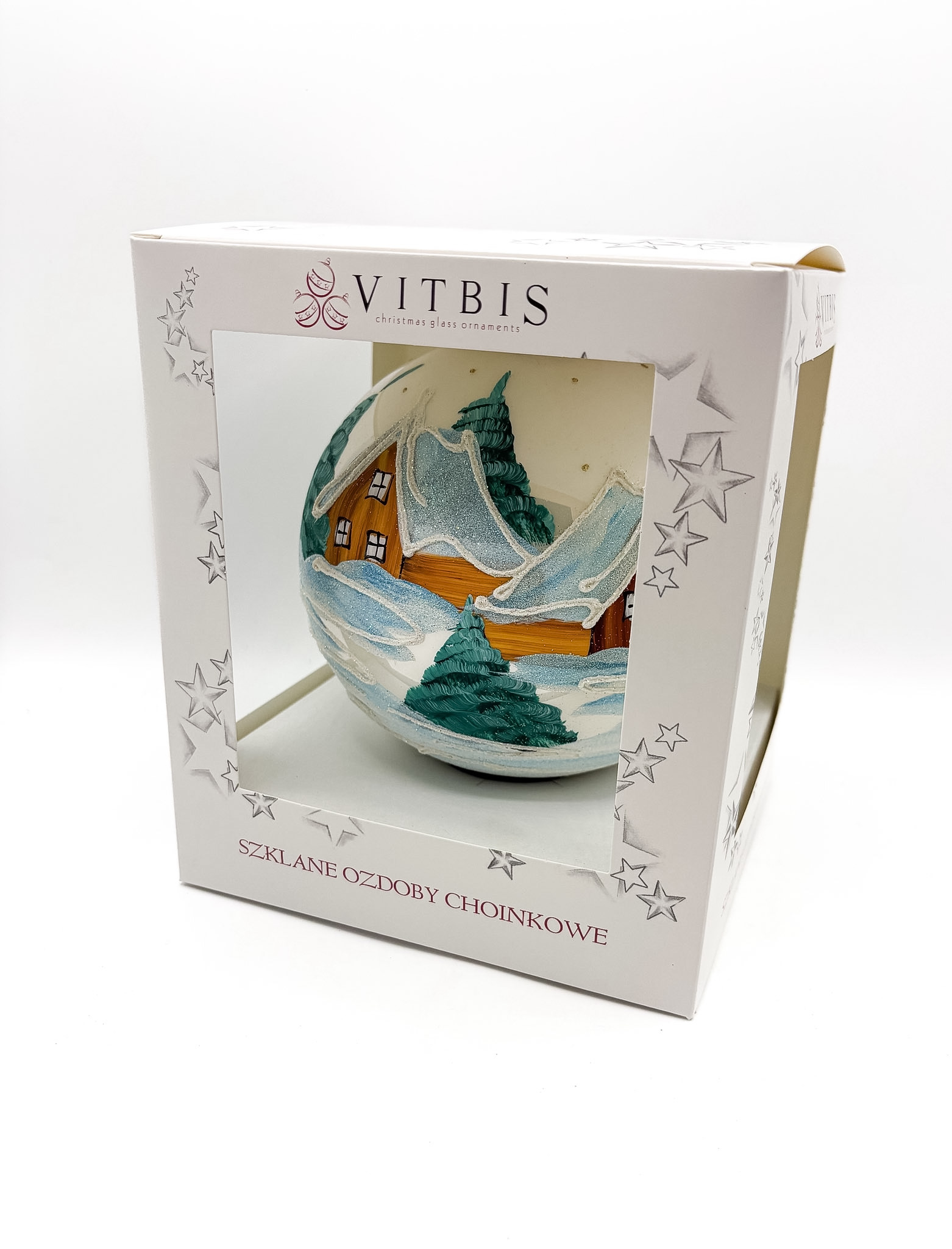 Vitbis Zimní krajina skleněná baňka 15 cm mix 1 ks