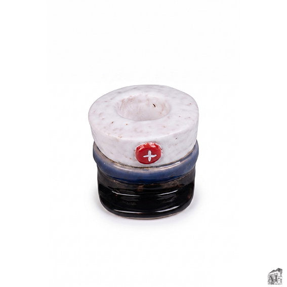 Det Gamle Apotek Candle holder svícen modrý keramický