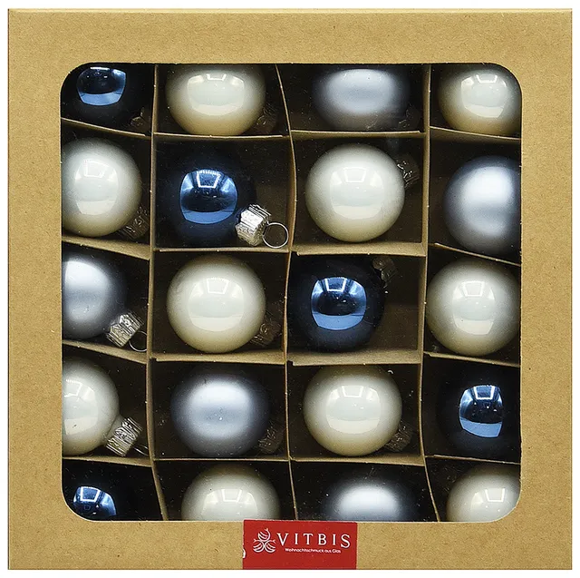 Vitbis Mrazivé skleněné baňky 20 ks 3 cm modro-bílé