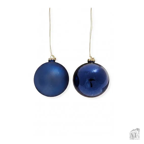 Det Gamle Apotek Blue Christmas baňky modré sklo 15 cm