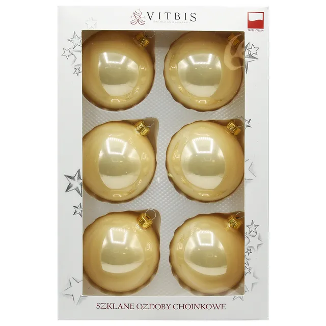 Vitbis Krémová sada vánoční baňka 6 ks 8 cm lesklá