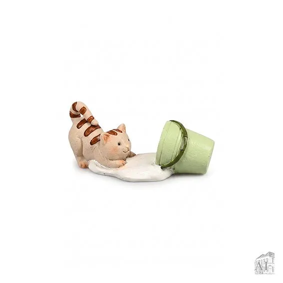 Det Gamle Apotek Cat with bucket for gnomes figurka 3 cm