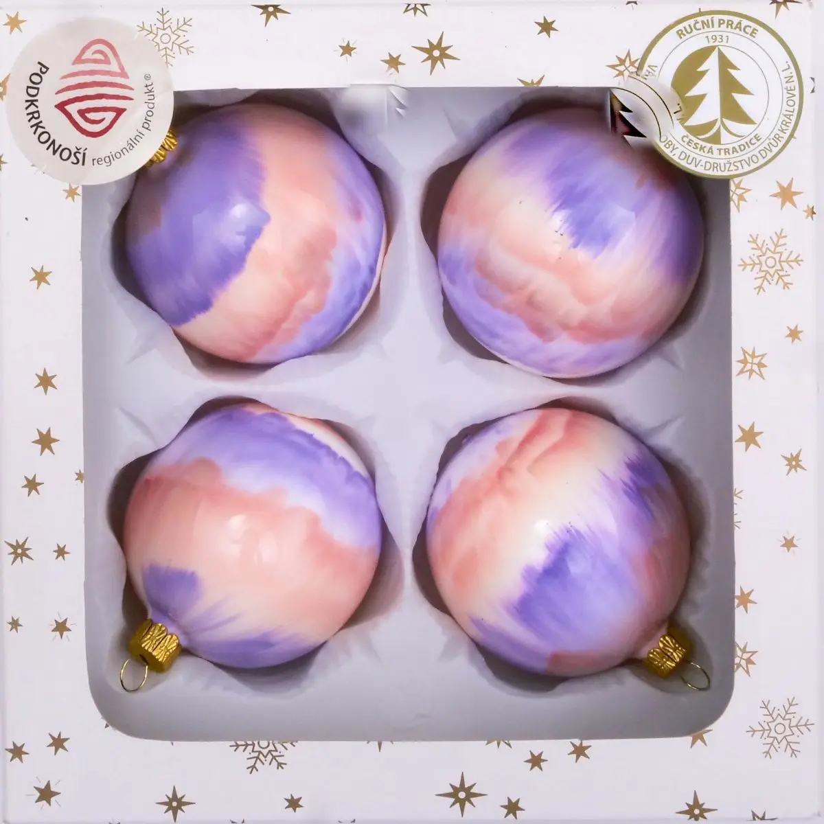 Vánoční ozdoby bílá porcelánová koule skleněná baňka