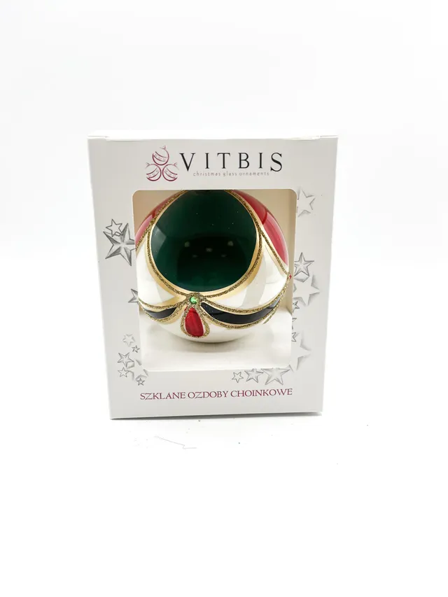 Vitbis Arlekin skleněná vánoční baňka 10 cm, 1 ks