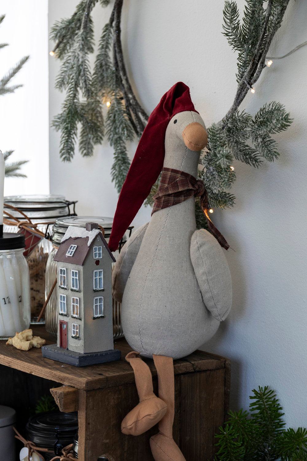 Det Gamle Apotek Goose textilní husa béžová 34 cm