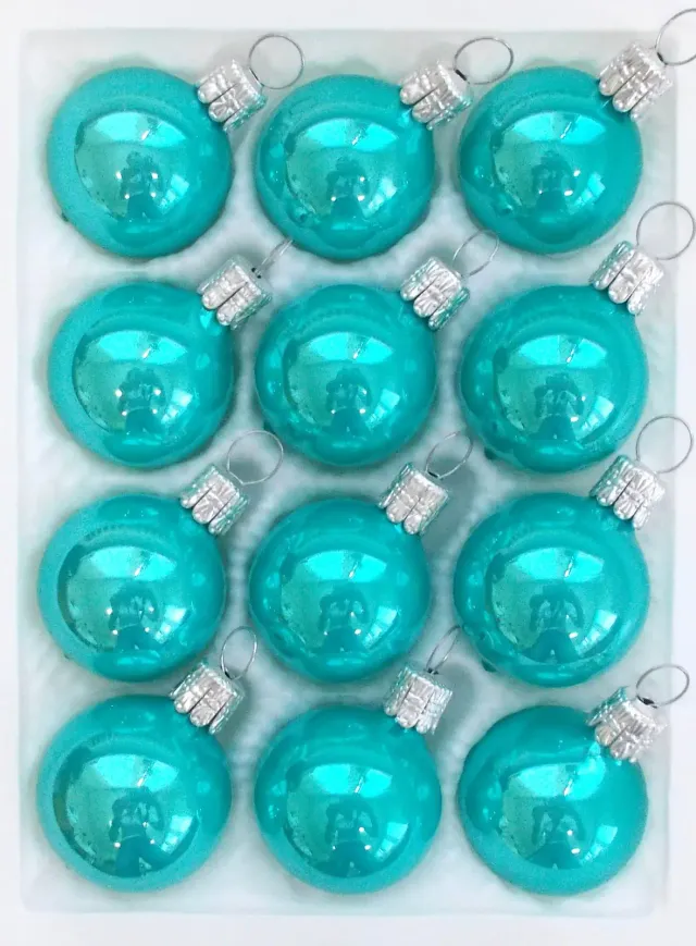 Vánoční ozdoby koule zelená aqua porcelánová
