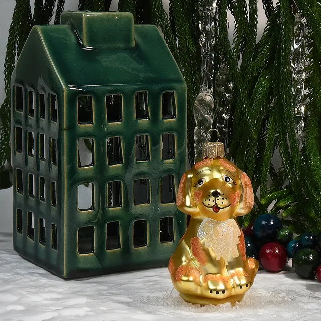 Vitbis Zlatý pejsek skleněná baňka figurka 10 cm