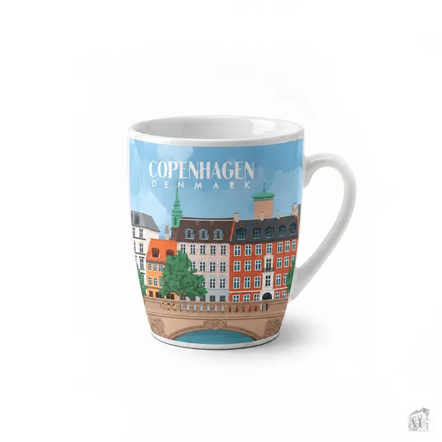 Det Gamle Apotek København hrnek 9 cm modrý