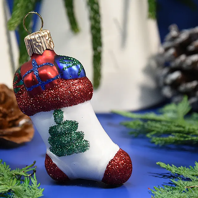 Vitbis Vánoční ponožka skleněná baňka 7 cm 1 ks