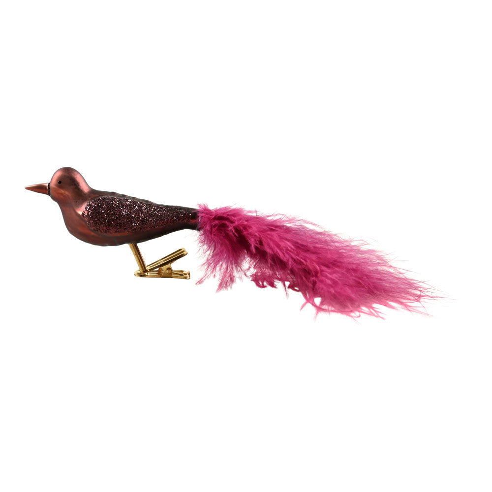 Det Gamle Apotek Bird on clip skleněný ptáček klip bordo