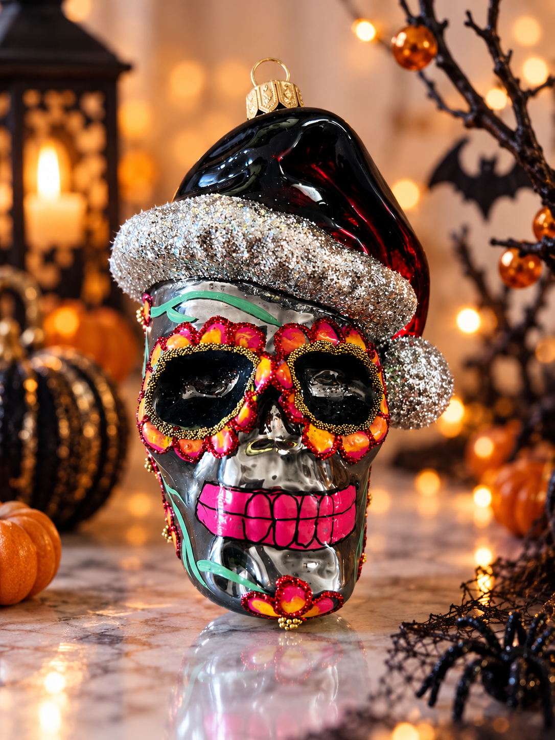 Vitbis Lebka skleněná baňka 8 cm halloween