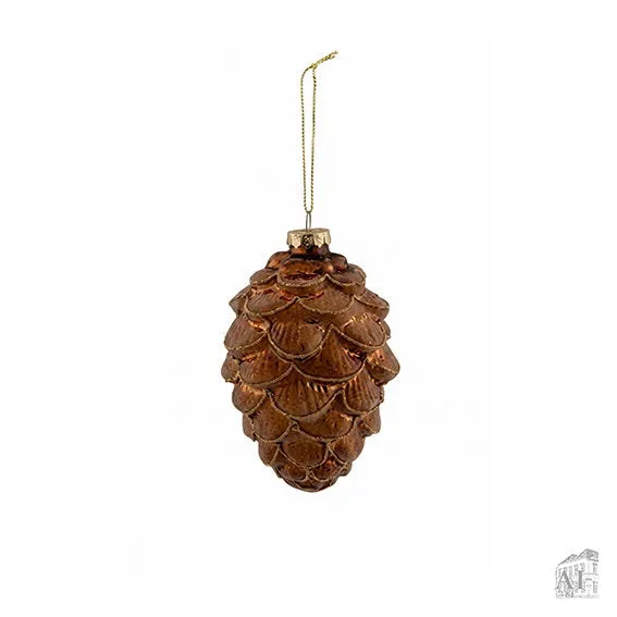 Det Gamle Apotek Pinecone skleněná ozdoba šiška hnědá 10 cm