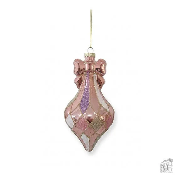 Det Gamle Apotek Drop for hanging ozdoba kapka 17 cm růžová sklo