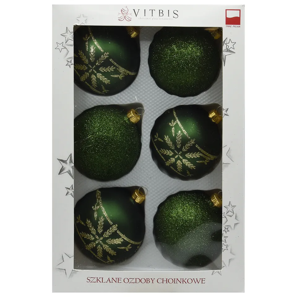 Vitbis třpytivé vánoční baňky 8 cm sada 6 ks