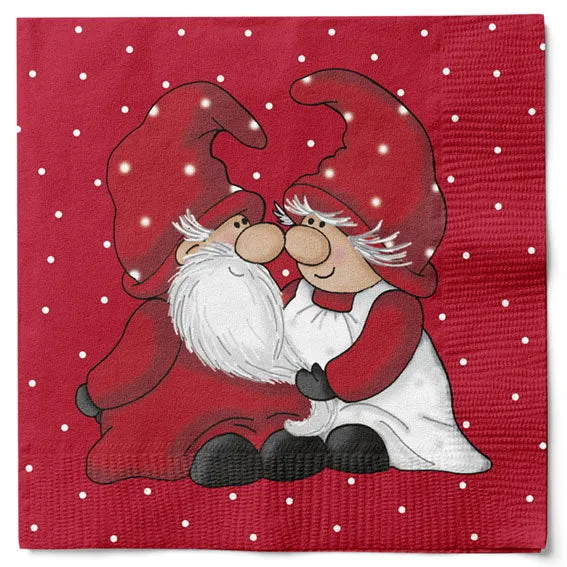 Det Gamle Apotek Gnome couple papírové ubrousky 33x33 cm 20 ks