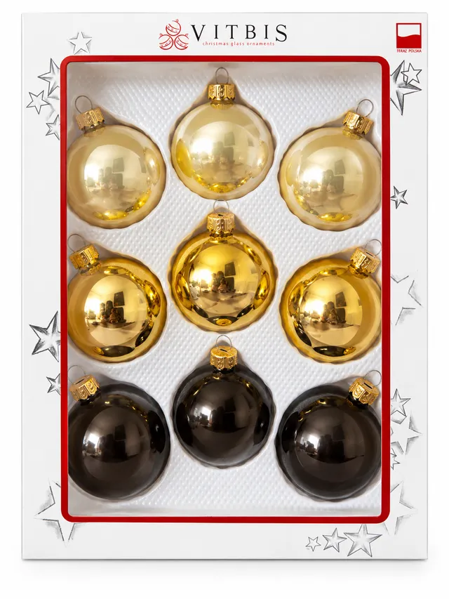 Vitbis barevné skleněné baňky 6 cm lesklé 9 ks