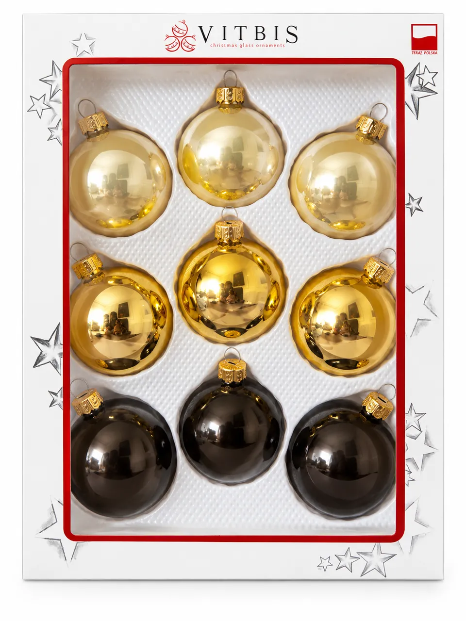 Vitbis barevné skleněné baňky 6 cm lesklé 9 ks