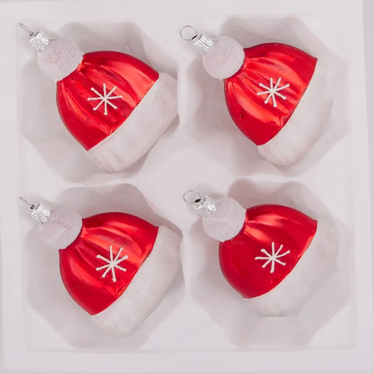 Vánoční ozdoby čepice skleněná ozdoba červená porcelánová