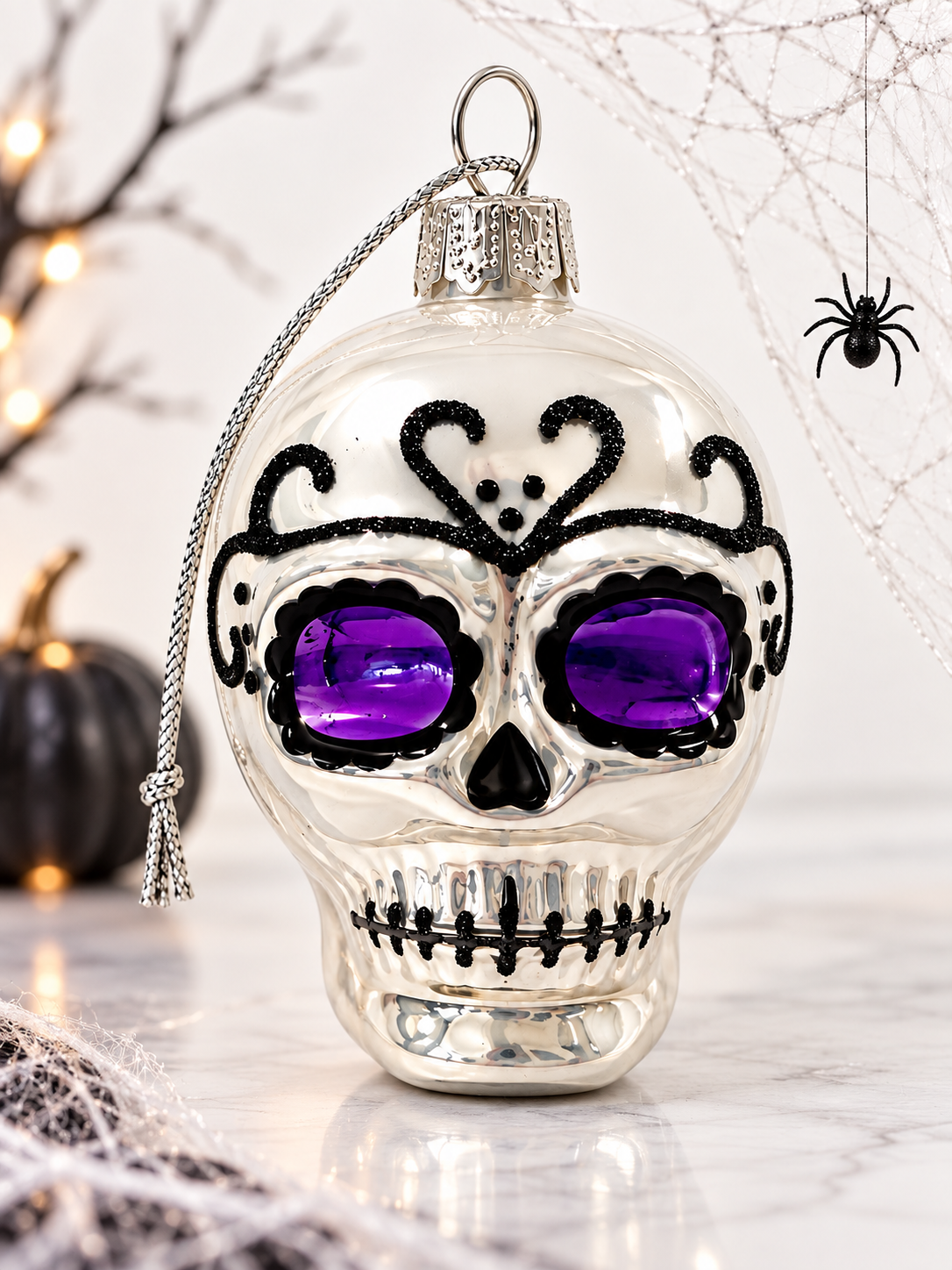 Vitbis Lebka skleněná ozdoba 7 cm halloween