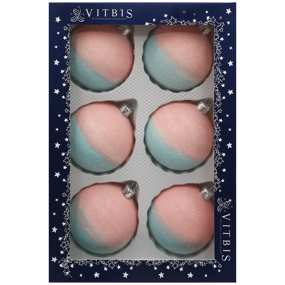 Vitbis Pastelová skleněná baňka ombre 8 cm 6 ks