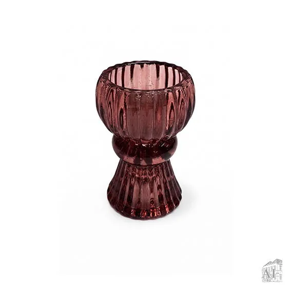 Det Gamle Apotek Candle holder skleněný svícen 8 cm hnědý