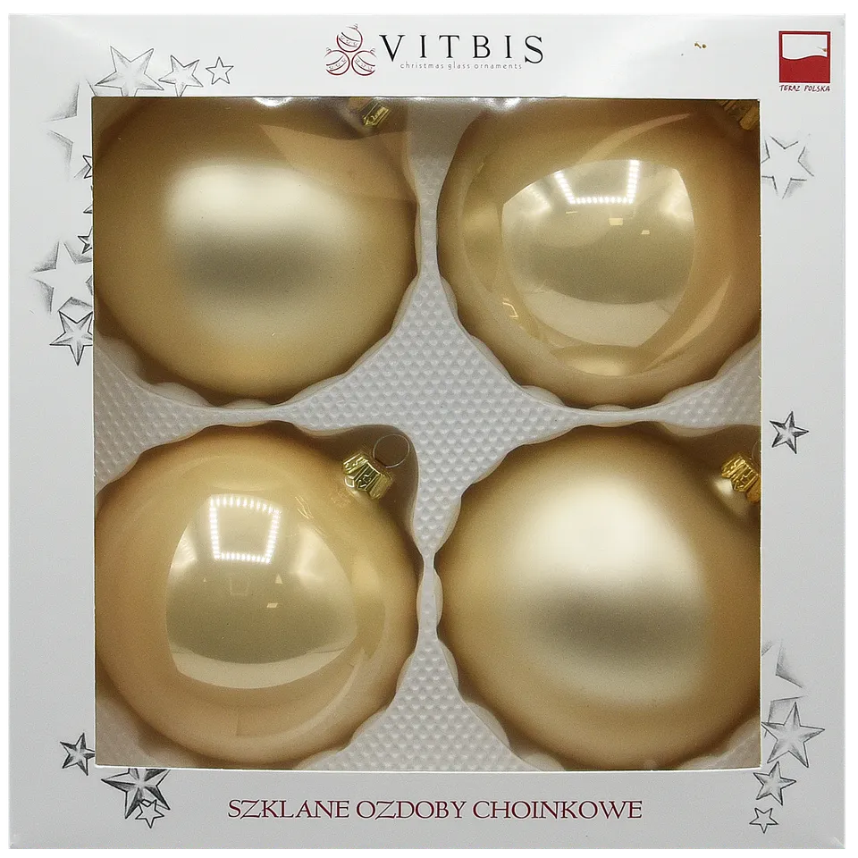 Vitbis Šampaň růžové skleněné baňky 10 cm 4 ks