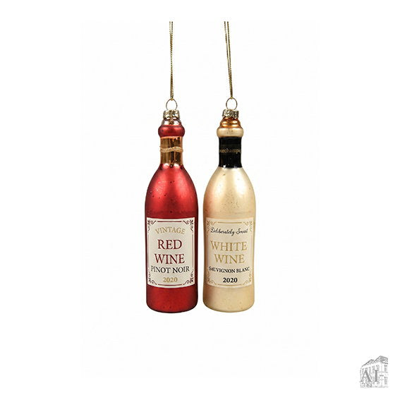 Det Gamle Apotek Wine bottles skleněná ozdoba 3 cm červená