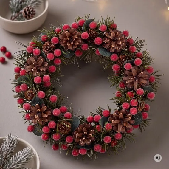 Det Gamle Apotek adventní věnec 6 cm zelený plast